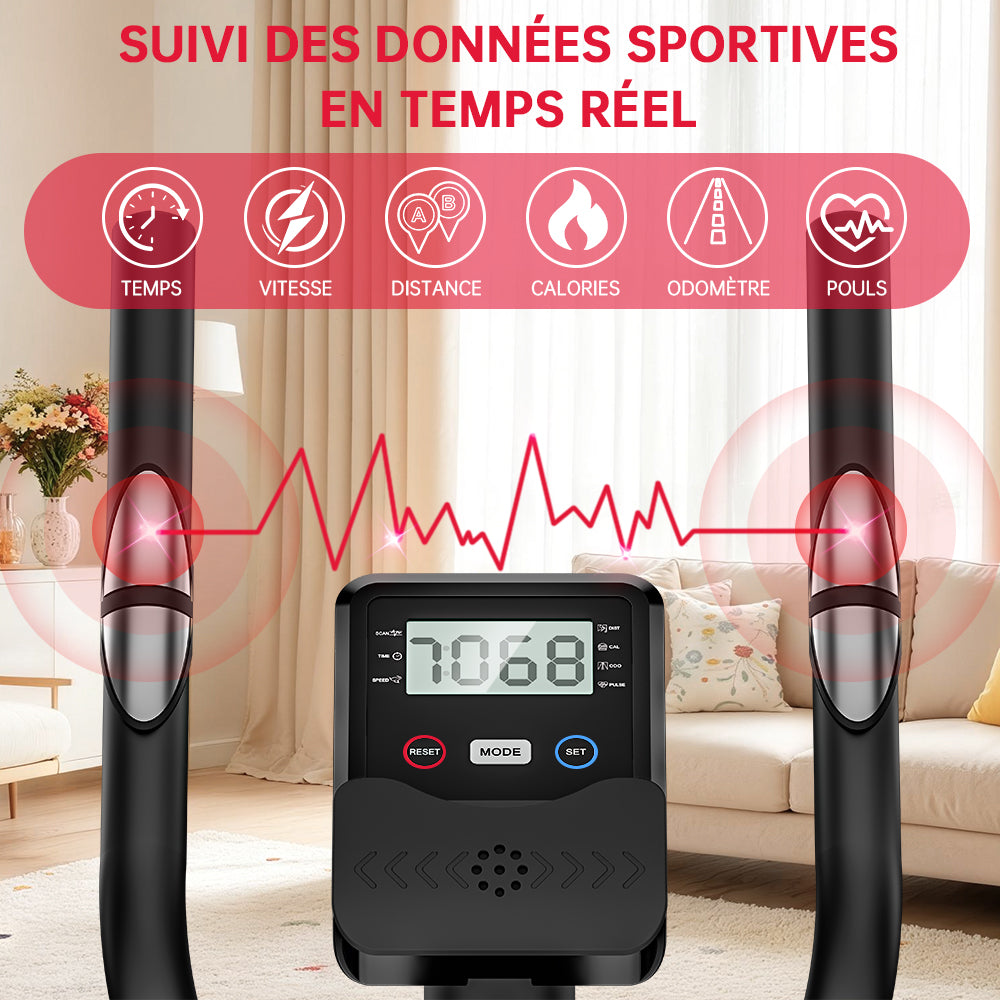 Vélo Elliptique E200, Résistance Magnétique à 16 Niveaux