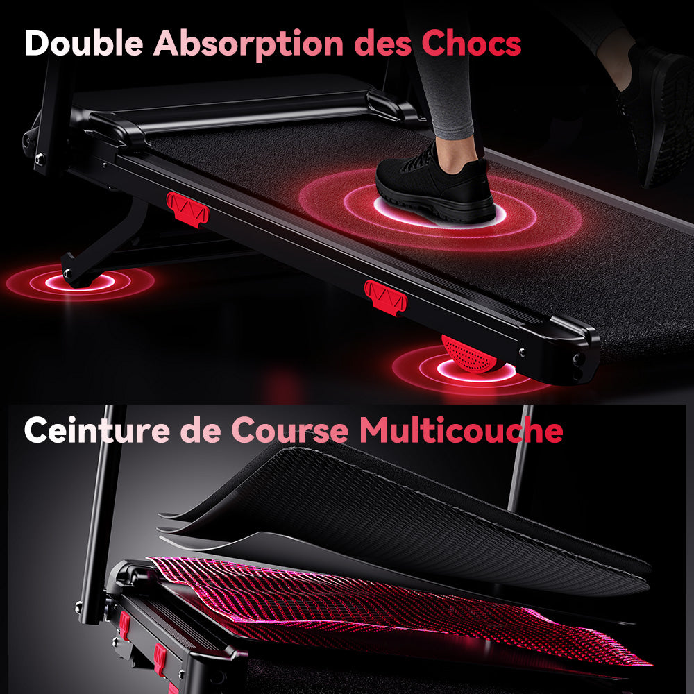 Tapis de Course Pliant Q5 avec Inclinaison, Moteur sans Balais, Vitesse 1-12KM/H