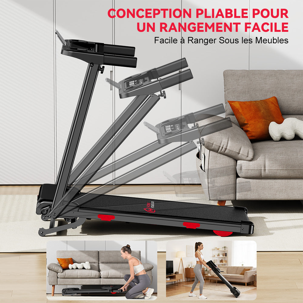 Tapis de Course Pliant Q5 avec Inclinaison, Moteur sans Balais, Vitesse 1-12KM/H
