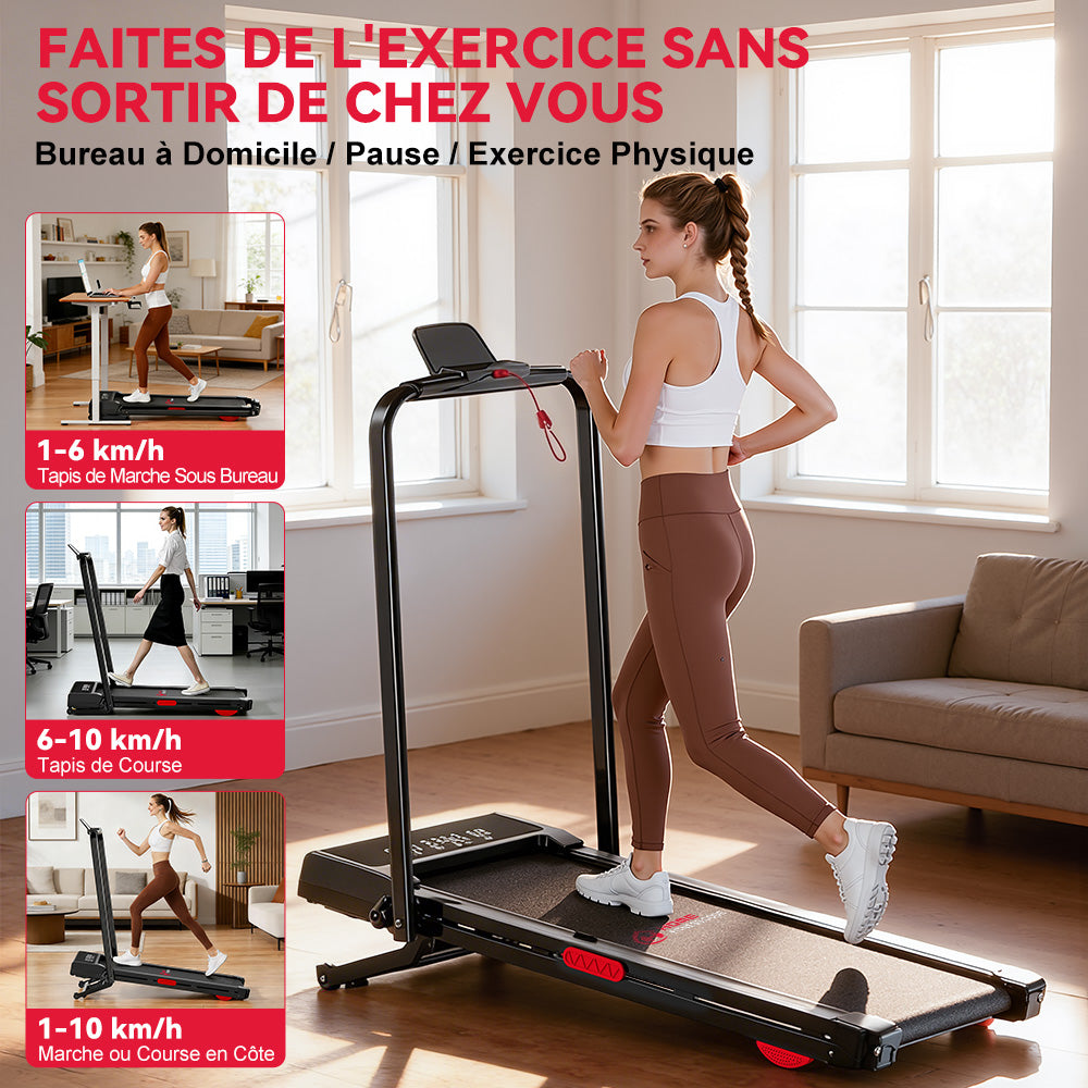 Tapis de Course Pliant Y3 avec Moteur sans Balais, Inclinaison Automatique de 12 %