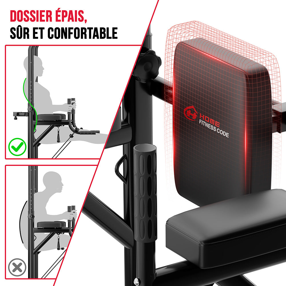 Power Tower Dip Station A1, avec Bandes de Résistance
