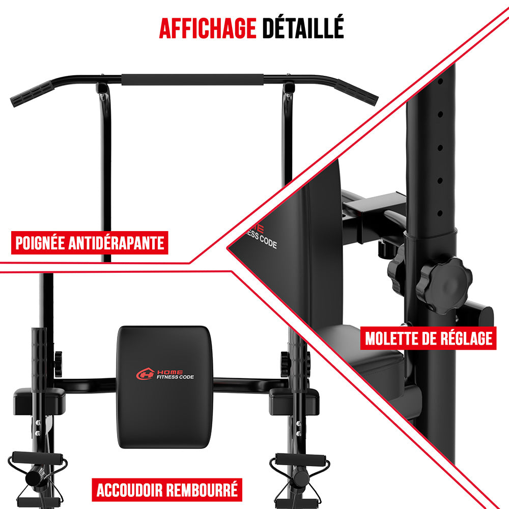 Power Tower Dip Station A1, avec Bandes de Résistance