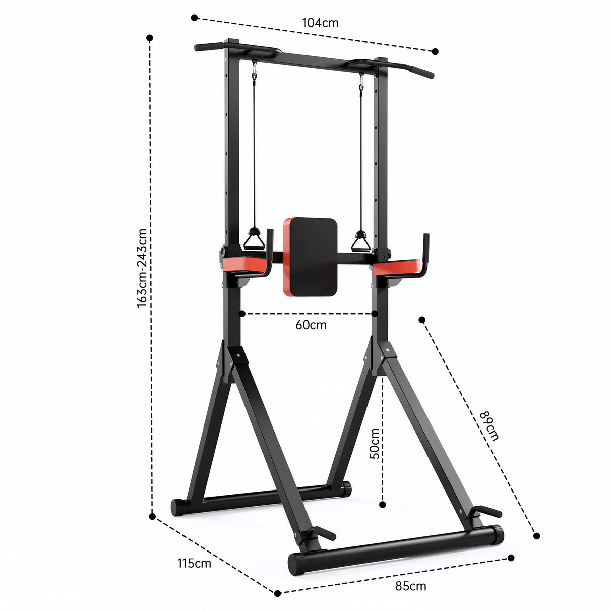 Power Tower Dip Station B1, Réglage en Hauteur sur 12 Niveaux