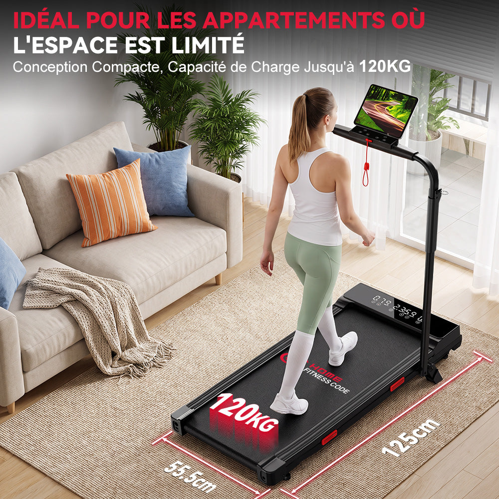 Tapis de Course Q2 Pro avec 5% Inclinaison Manuelle, Vitesse 1-10 km/h (Nouvelle Version)
