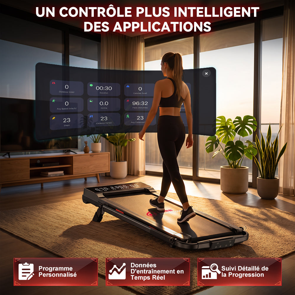 Tapis de Course Q2 Pro avec 5% Inclinaison Manuelle, Vitesse 1-10 km/h (Nouvelle Version)