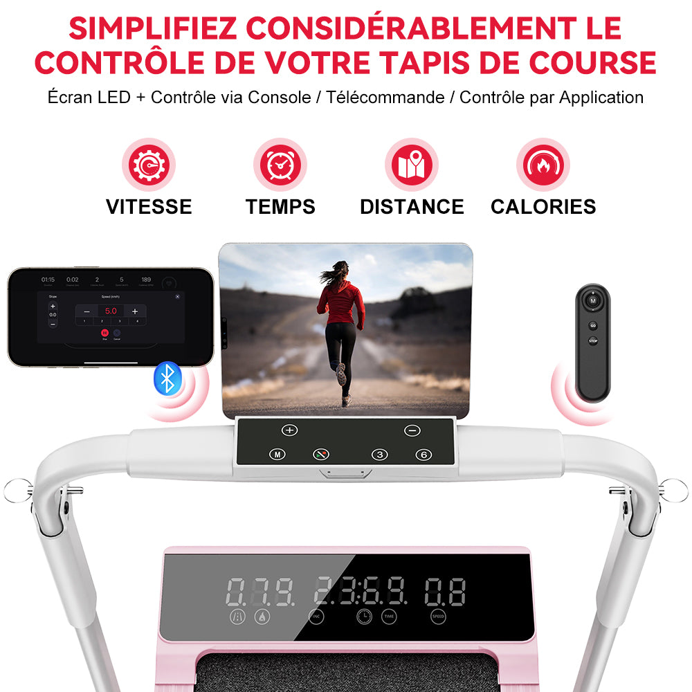 Tapis de Course Q2 Pro avec 5% Inclinaison Manuelle, Vitesse 1-10 km/h (Nouvelle Version)