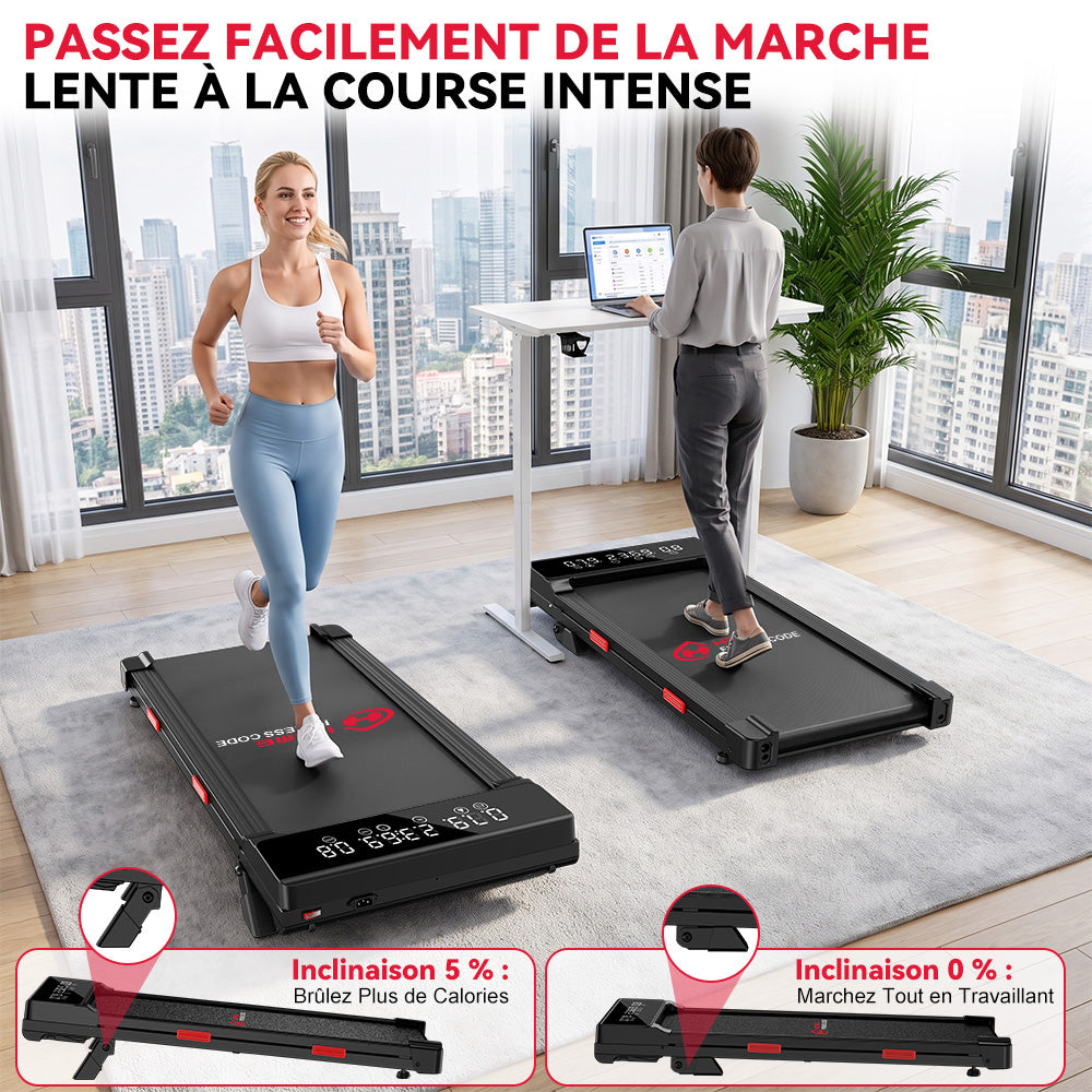 Tapis de Course Q2 Pro avec 5% Inclinaison Manuelle, Vitesse 1-10 km/h (Nouvelle Version)