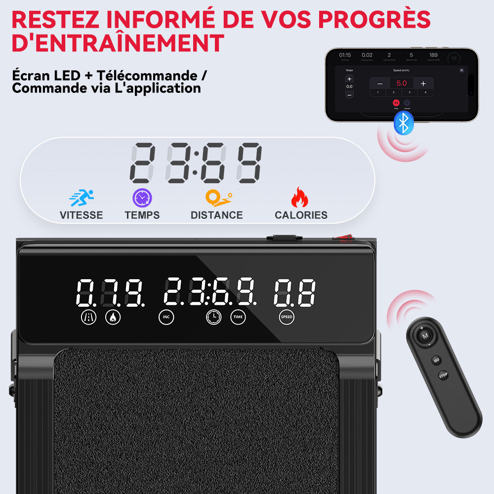 Tapis de Course Q2 Pro avec 5% Inclinaison Manuelle, Vitesse 1-10 km/h (Nouvelle Version)