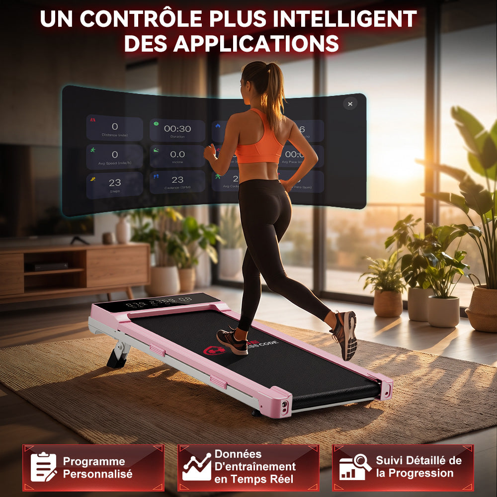 Tapis de Course Q2 Pro avec 5% Inclinaison Manuelle, Vitesse 1-10 km/h (Nouvelle Version)