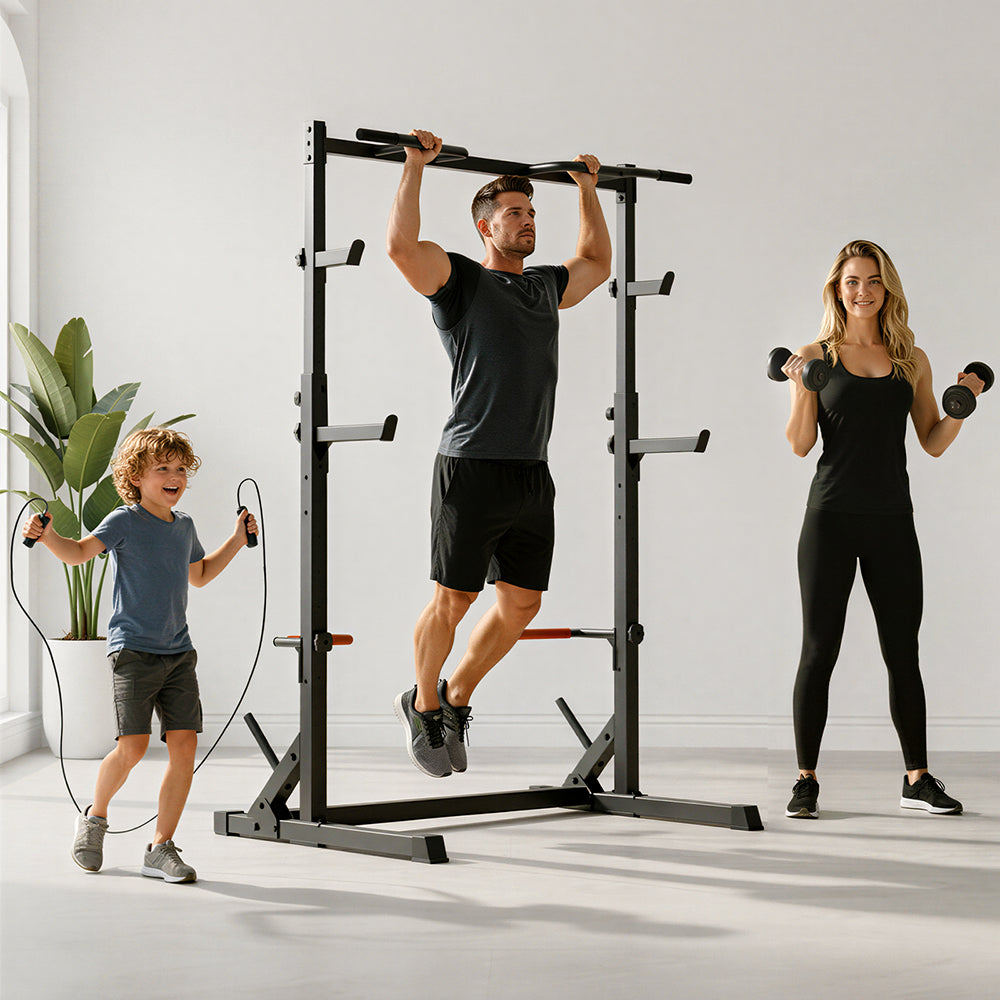 Squat Demi-Rack avec Barre de Traction