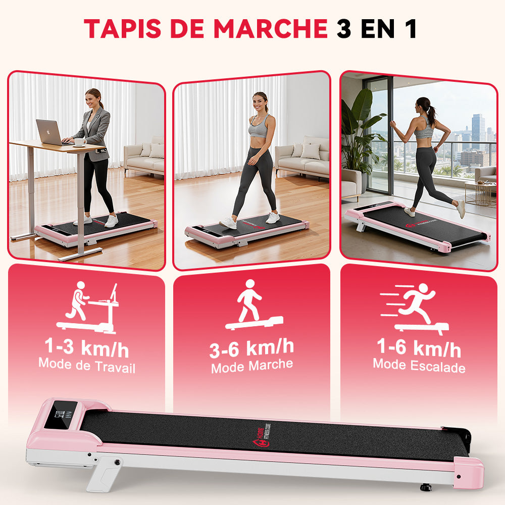 Tapis de Course Z3 avec Moteur Sans Balais, Vitesse 1-6 km/h, 5% Inclinaison Manuelle