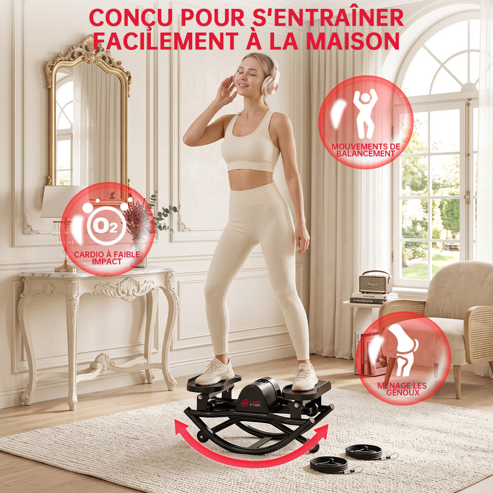 Stepper en Forme de U, avec Bandes de Résistance et Tapis Antidérapant