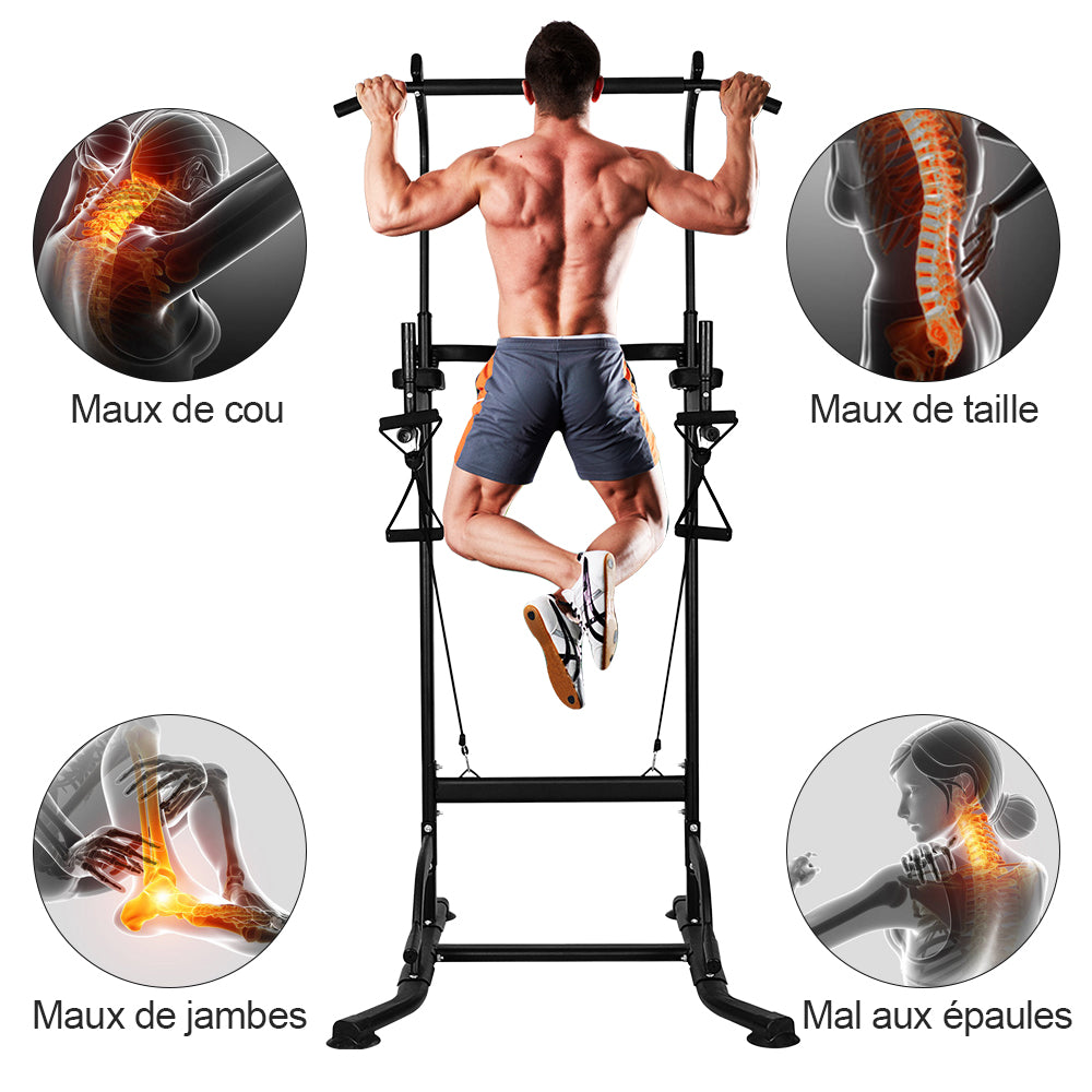 Tour de musculation chaise romaine tractions, abdimnaux, dips et