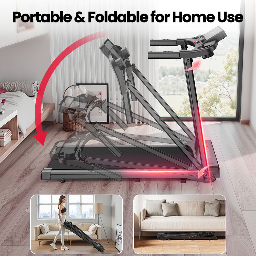 Tapis de Course Pliable A2, 1-12 KM/H, Bluetooth Musique et Application