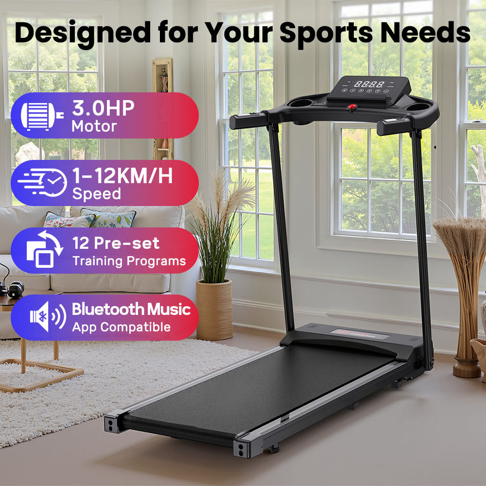 Tapis de Course Pliable A2, 1-12 KM/H, Bluetooth Musique et Application