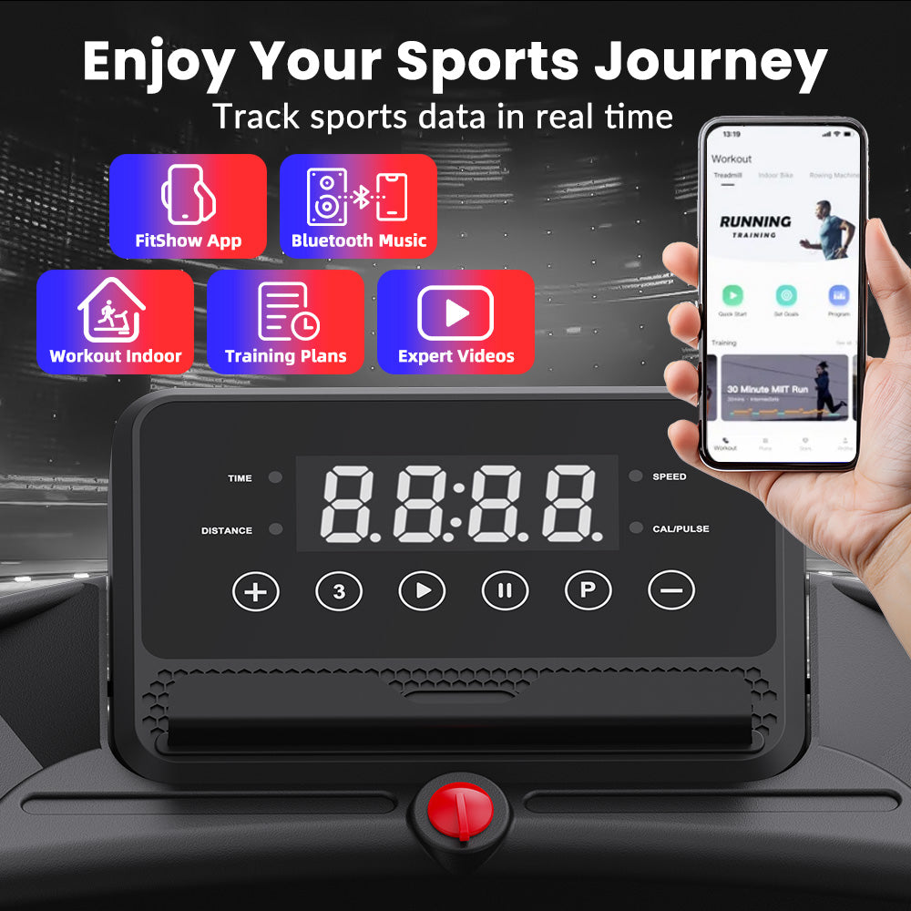 Tapis de Course Pliable A2, 1-12 KM/H, Bluetooth Musique et Application