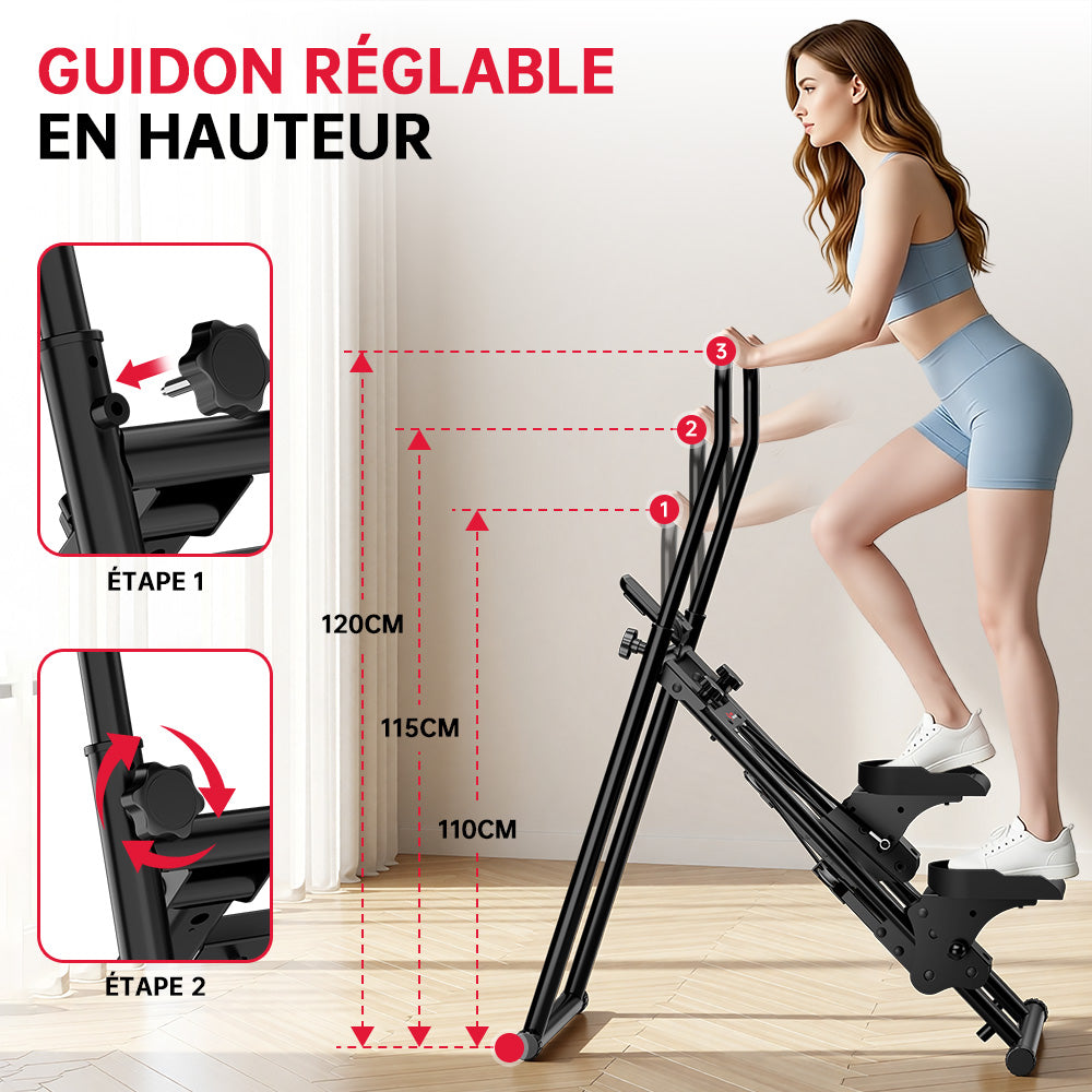 Stepper d'Exercices Fitness à Domicile, Stepper d'Appartement Vertical avec Guidons Réglable en Hauteur, Équipement Cardio d'Entraînement Complet du Corps, Pliable et Compact, pour Maison | FR Stepper d'Exercices Fitness à Domicile, Stepper d'Appartement Vertical avec Guidons Réglable en Hauteur, Équipement Cardio d'Entraînement Complet du Corps, Pliable et Compact, pour Maison | FR