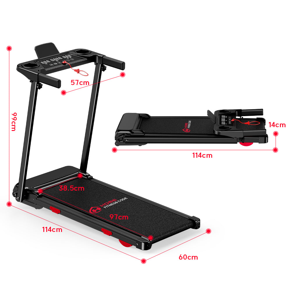 Tapis de Course Pliant Q5 avec Inclinaison, Moteur sans Balais, Vitesse 1-12KM/H