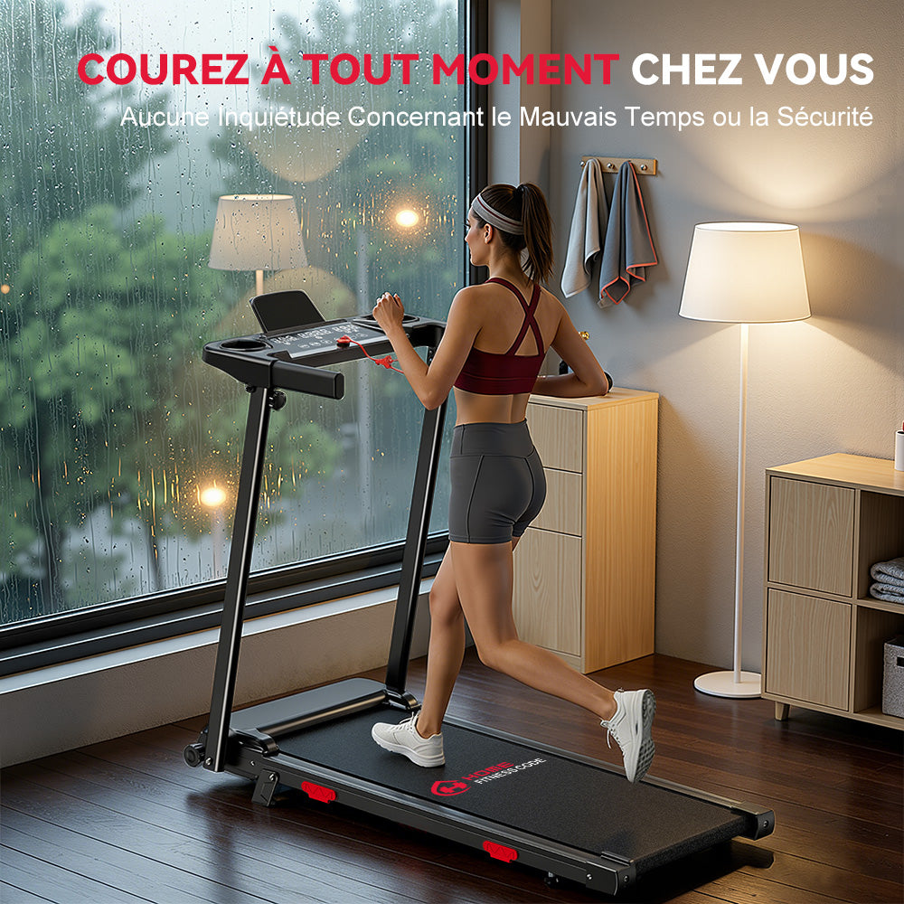 Tapis de Course Pliant Q5 avec Inclinaison, Moteur sans Balais, Vitesse 1-12KM/H