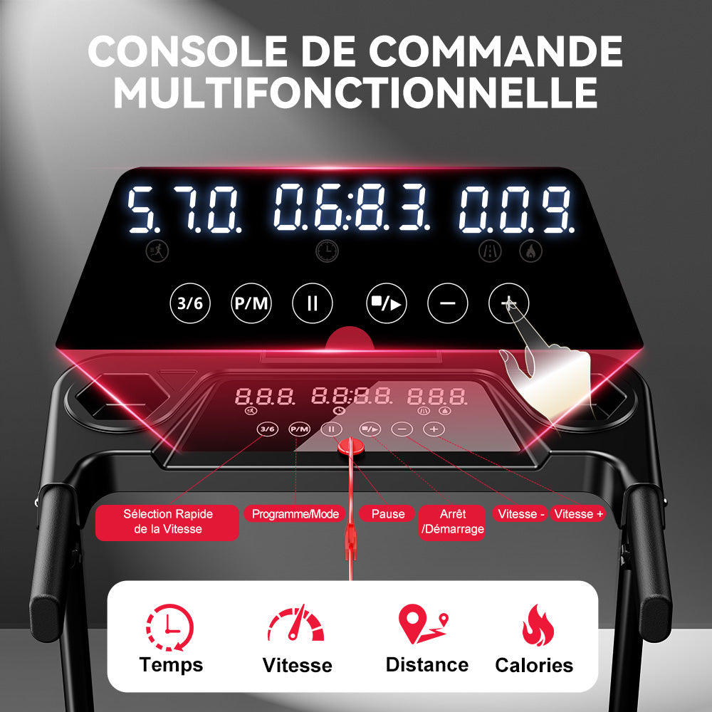 Tapis de Course Pliant Q5 avec Inclinaison, Moteur sans Balais, Vitesse 1-12KM/H