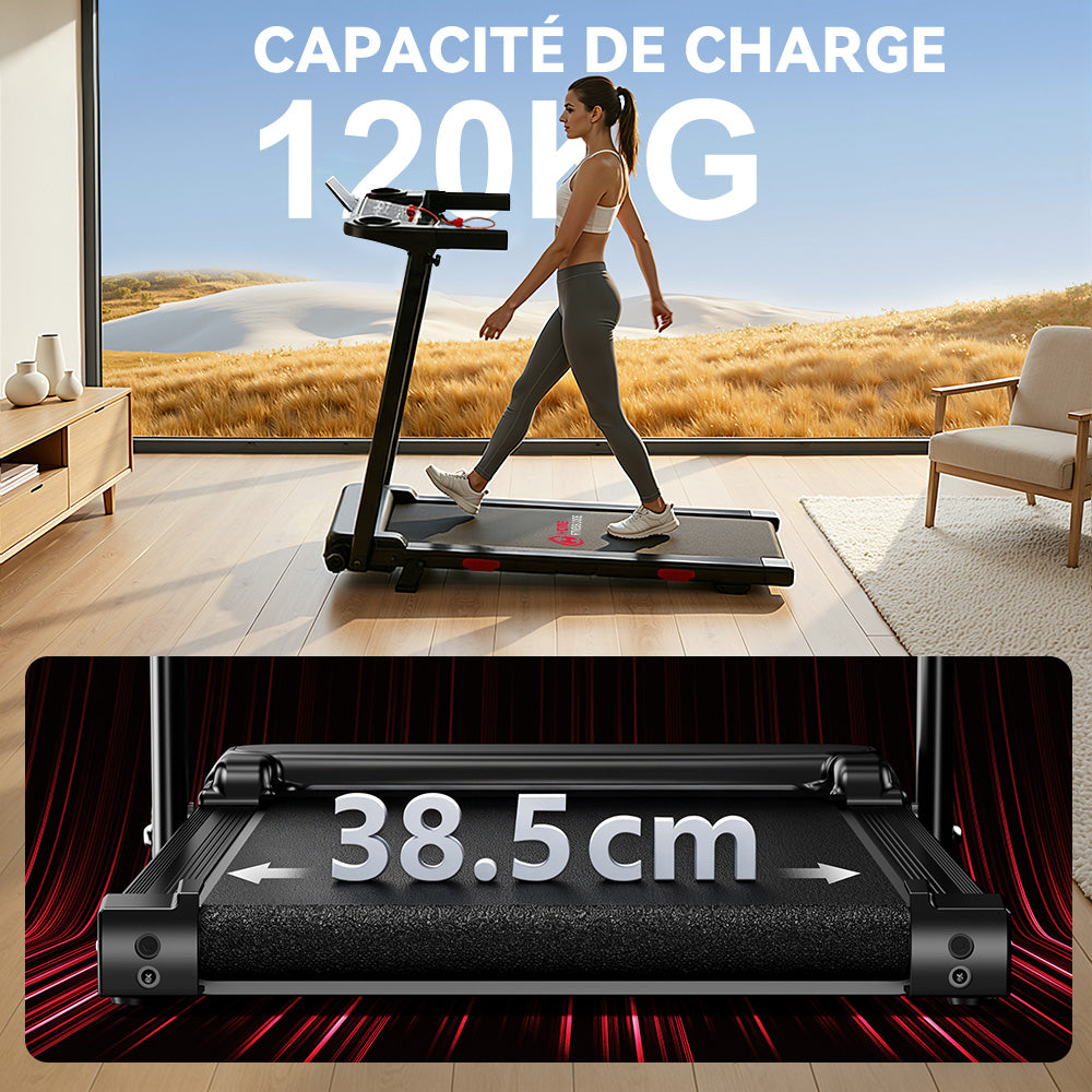 Tapis de Course Pliant Q5 avec Inclinaison, Moteur sans Balais, Vitesse 1-12KM/H