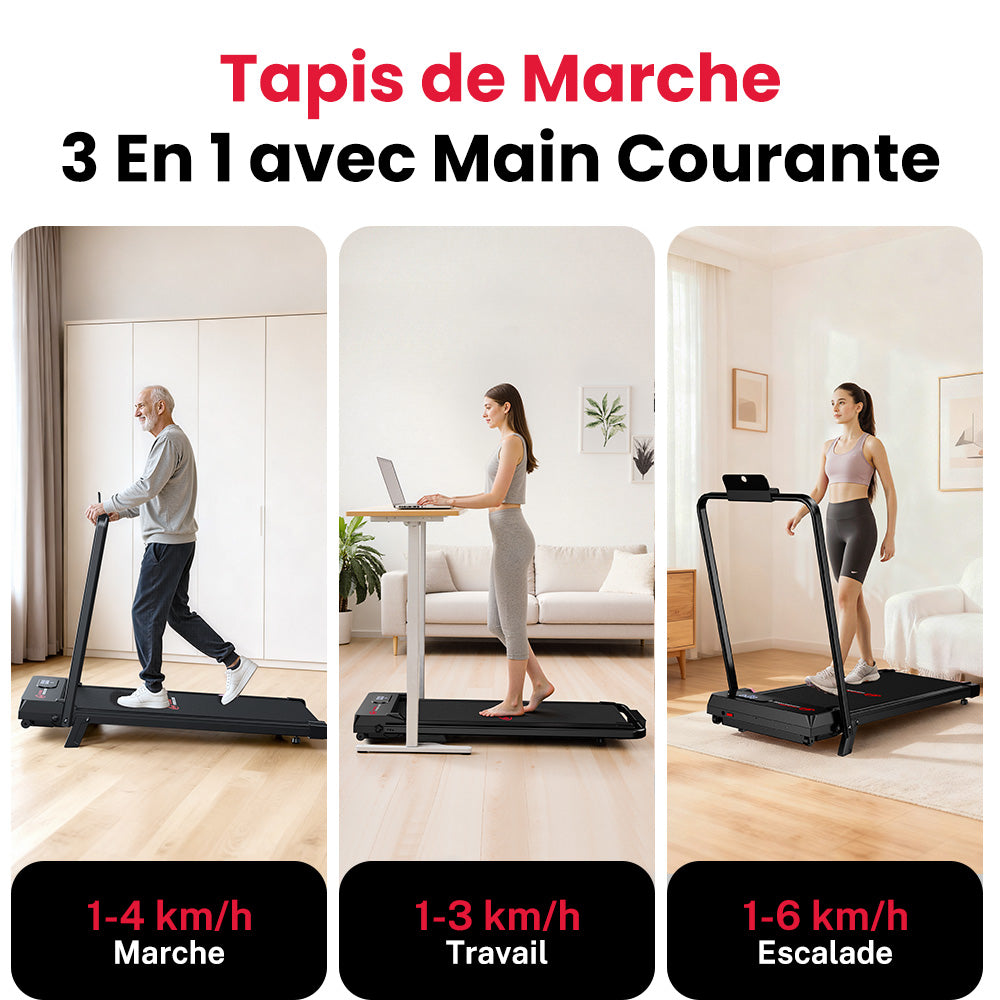 Tapis de Course Pliant T7, Vitesse 1-6KM/H, 5% Inclinaison Manuelle
