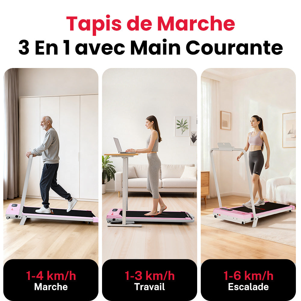 Tapis de Course Pliant T7, Vitesse 1-6KM/H, 5% Inclinaison Manuelle