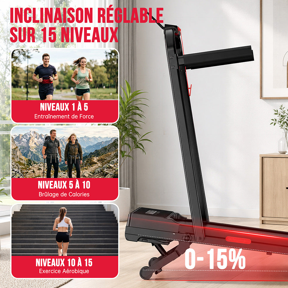 Tapis de Course Y5 avec Moteur sans Balais, 0% - 15 % Inclinaison Automatique