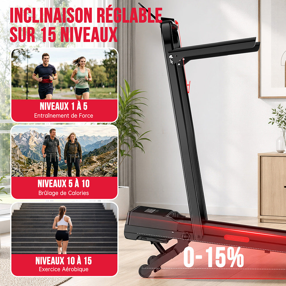 Tapis de Course Y5 avec Moteur sans Balais, 0% - 15 % Inclinaison Automatique