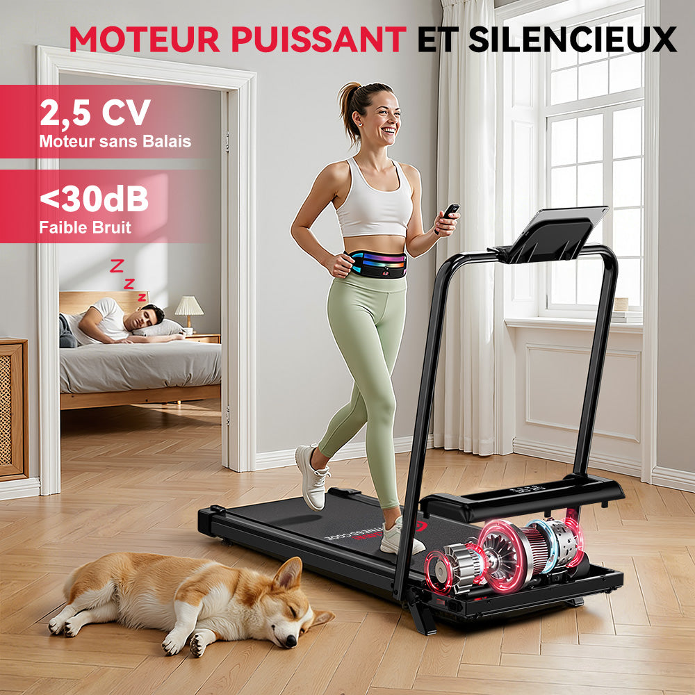 Tapis de Course Z3 avec Moteur Sans Balais, Vitesse 1-6 km/h, 5% Inclinaison Manuelle