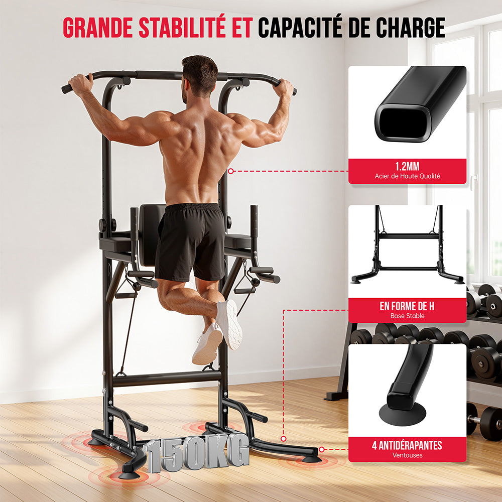 Power Tower Dip Station A1, avec Bandes de Résistance