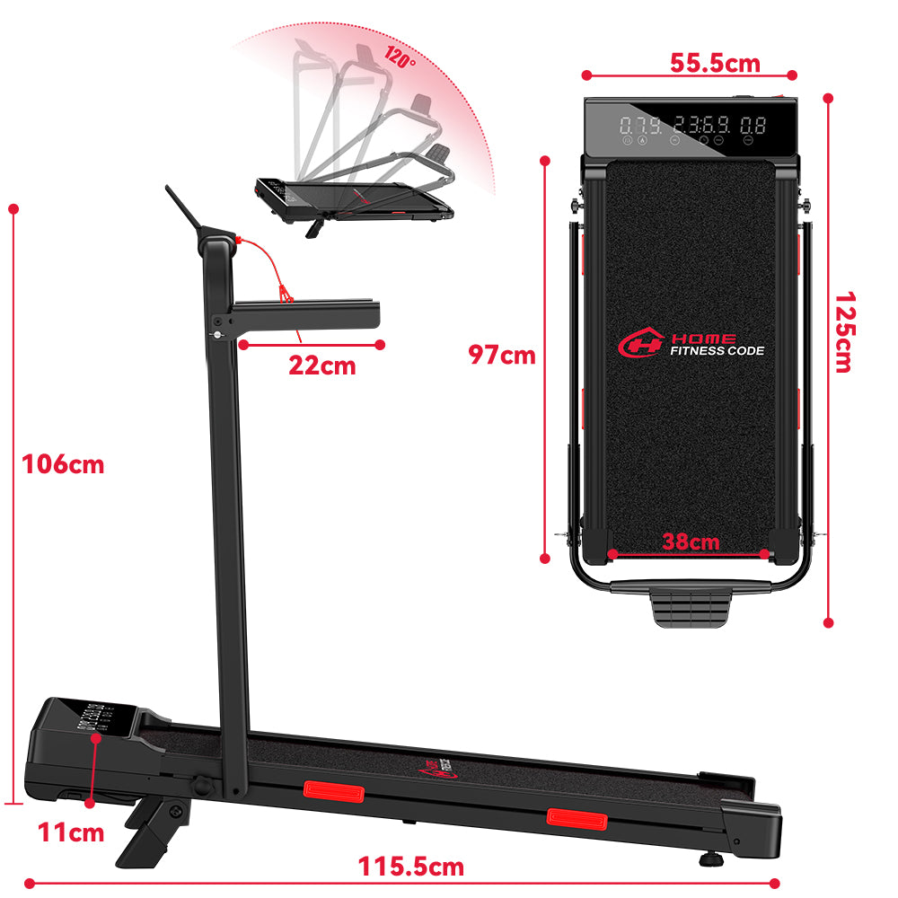Tapis de Course Q2 Pro avec 5% Inclinaison Manuelle, Vitesse 1-10 km/h (Nouvelle Version)