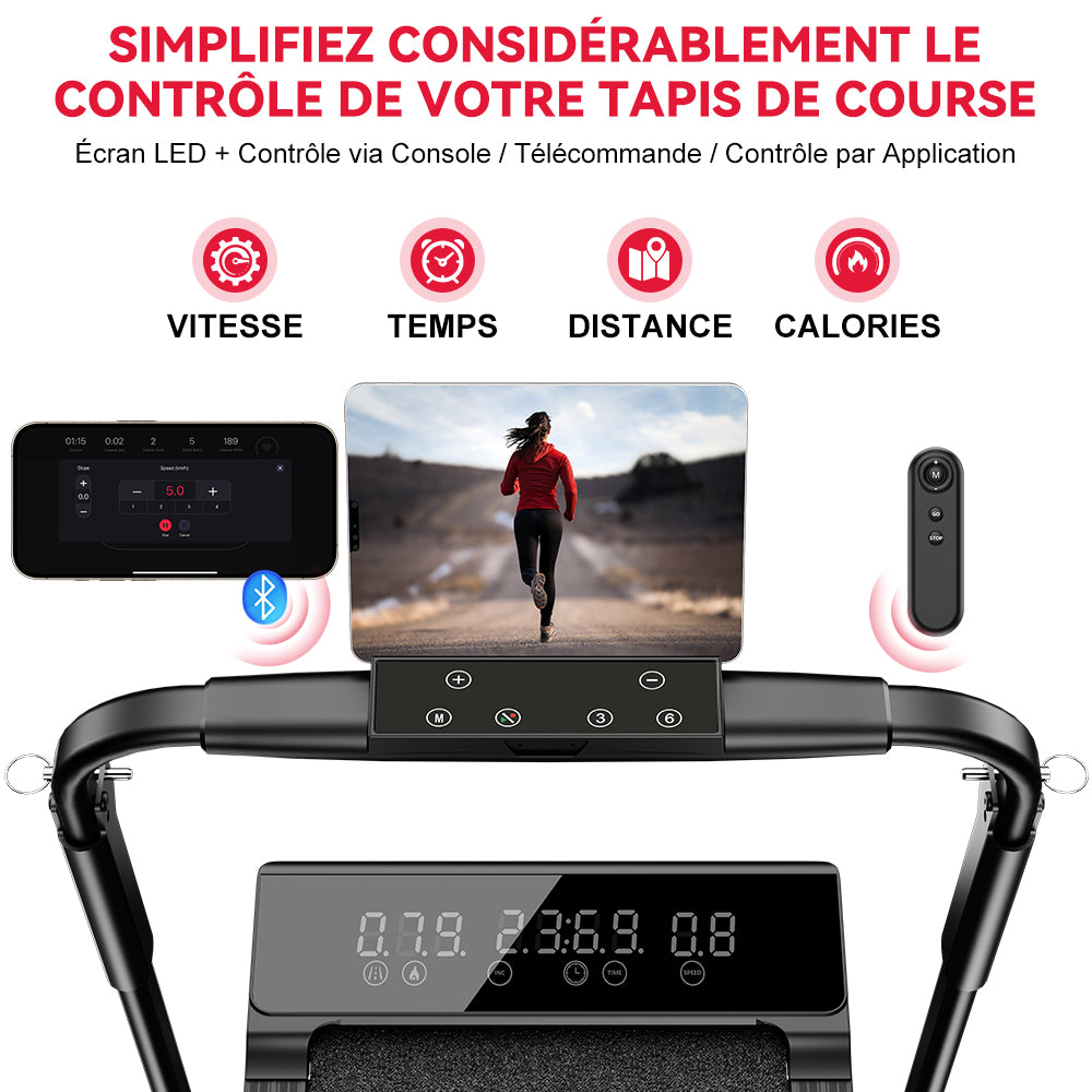 Tapis de Course Q2 Pro avec 5% Inclinaison Manuelle, Vitesse 1-10 km/h (Nouvelle Version)
