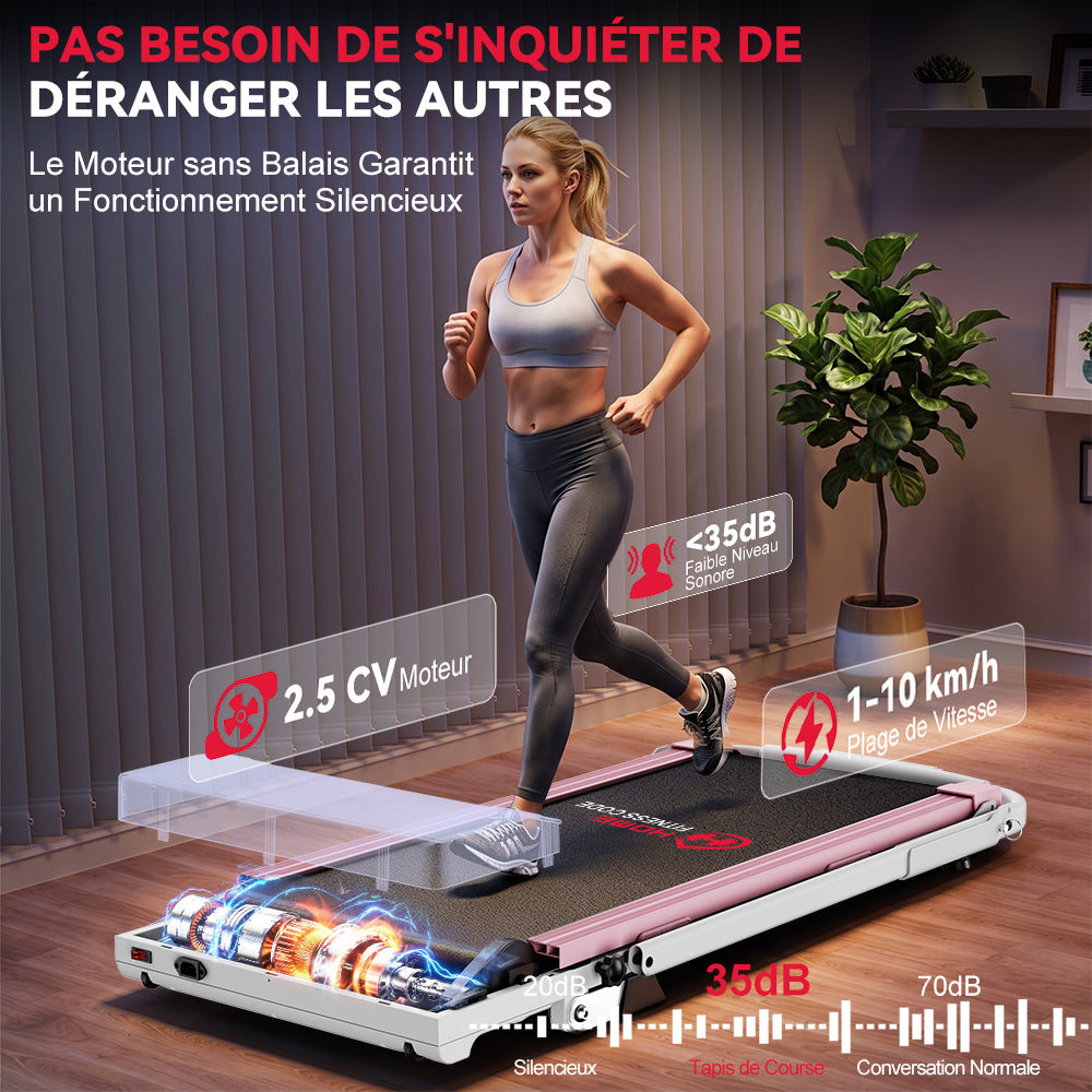 Tapis de Course Pliant Q2 Pro avec Moteur sans Balais, Vitesse 1-10 km/h, 5% Inclinaison Manuelle (Nouvelle Version)