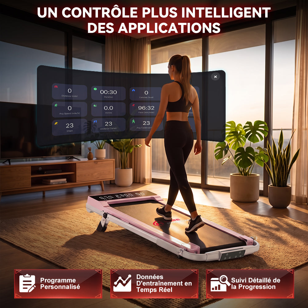 Tapis de Course Q2 Pro avec 5% Inclinaison Manuelle, Vitesse 1-10 km/h (Nouvelle Version)