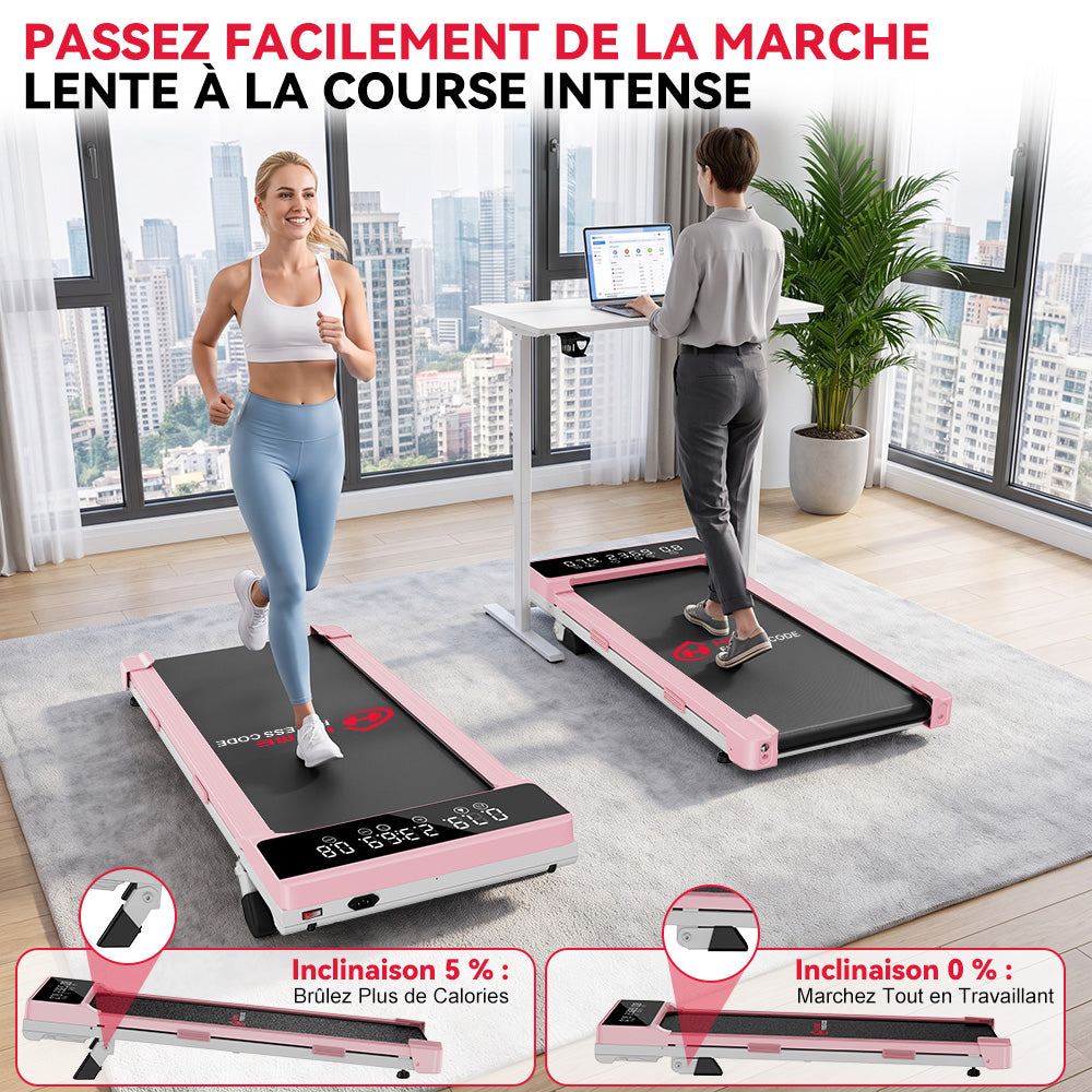 Tapis de Course Q2 Pro avec 5% Inclinaison Manuelle, Vitesse 1-10 km/h (Nouvelle Version)