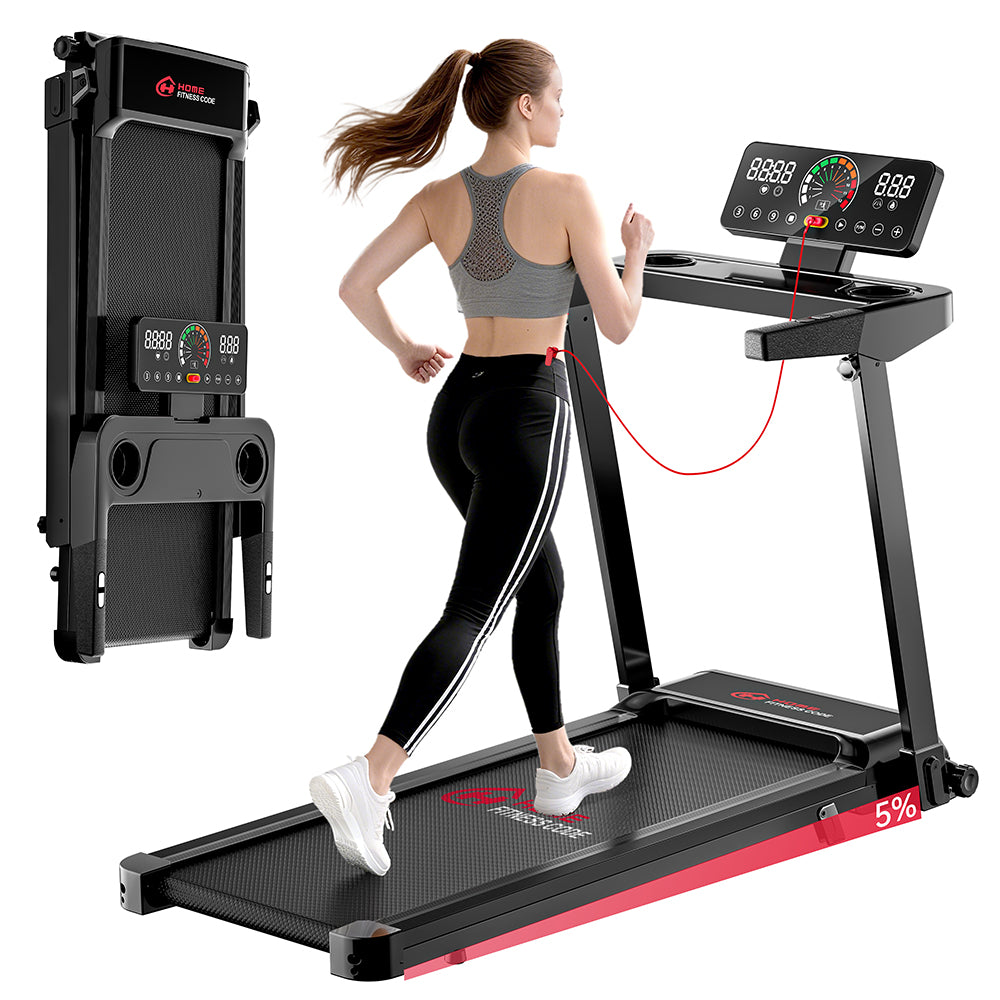 Tapis de Course Pliant Q8, Vitesse 1-12KM/H, Inclinaison Manuelle 5%