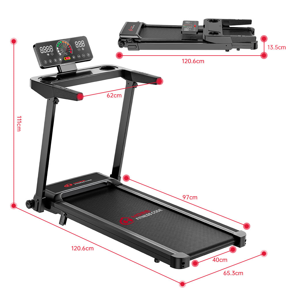 Tapis de Course Pliant Q8, Vitesse 1-12KM/H, Inclinaison Manuelle 5%