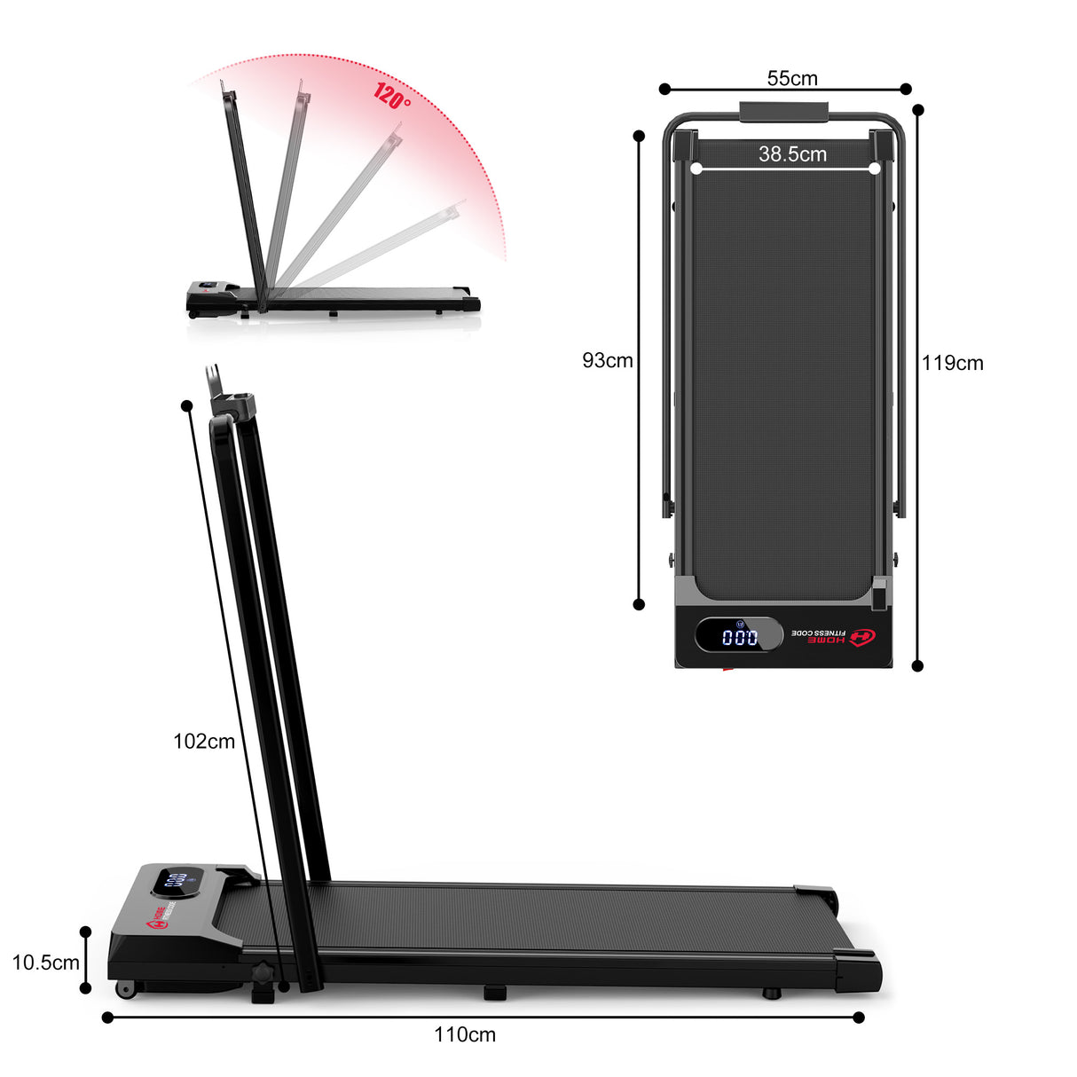 Tapis de Course Pliant T2, Vitesse 1-6KM/H