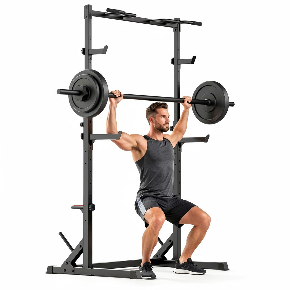Squat Demi-Rack avec Barre de Traction