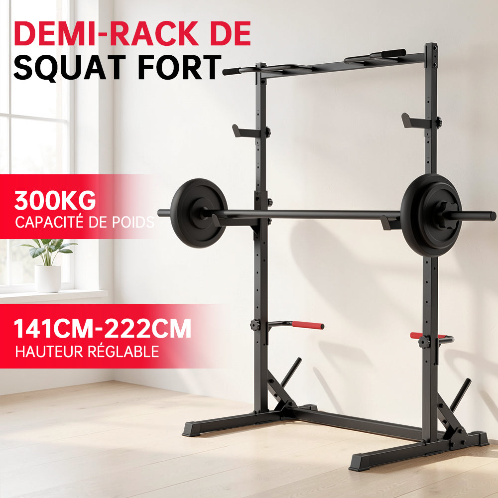 Squat Demi-Rack avec Barre de Traction