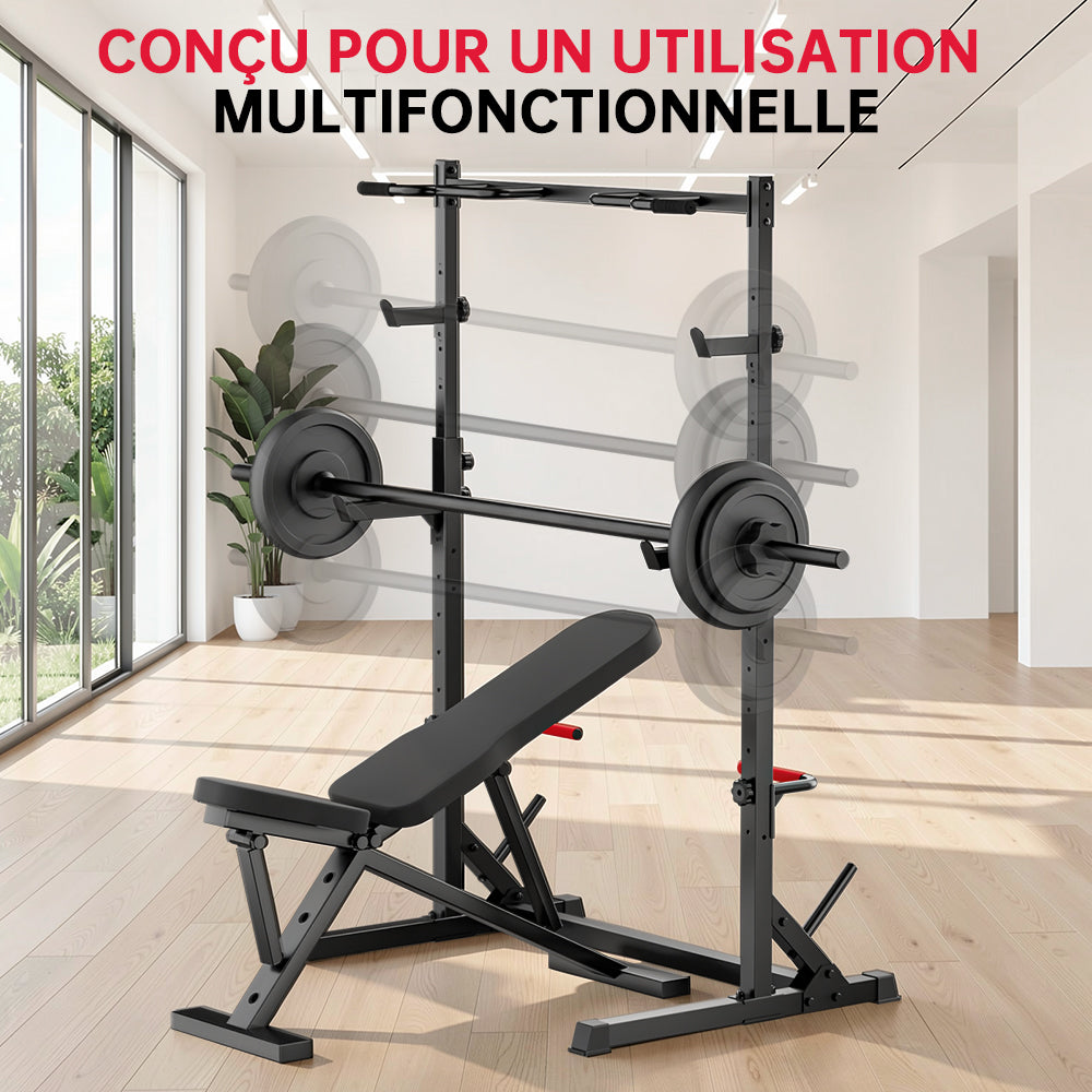 Squat Demi-Rack avec Barre de Traction