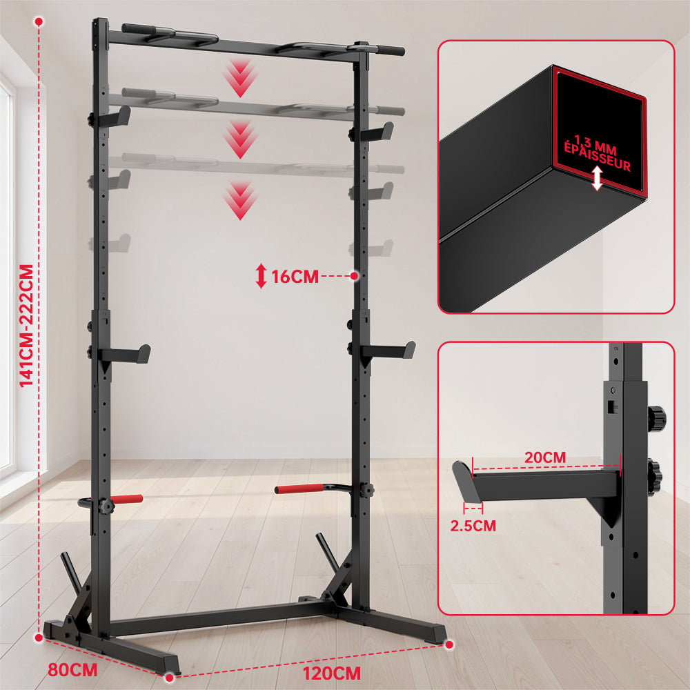 Squat Demi-Rack avec Barre de Traction