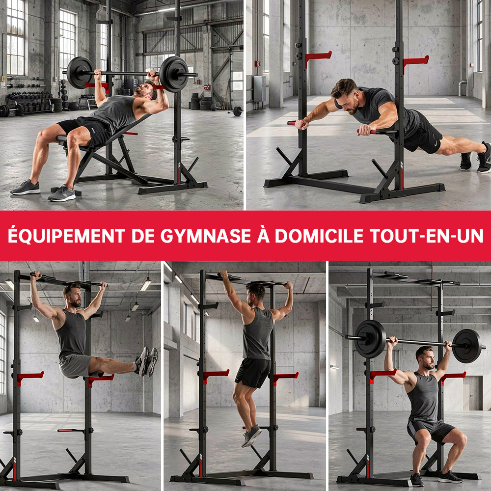 Squat Demi-Rack avec Barre de Traction