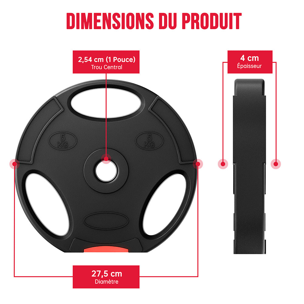 1 Pouce Disques de Musculation Standard, 5 x 5KG