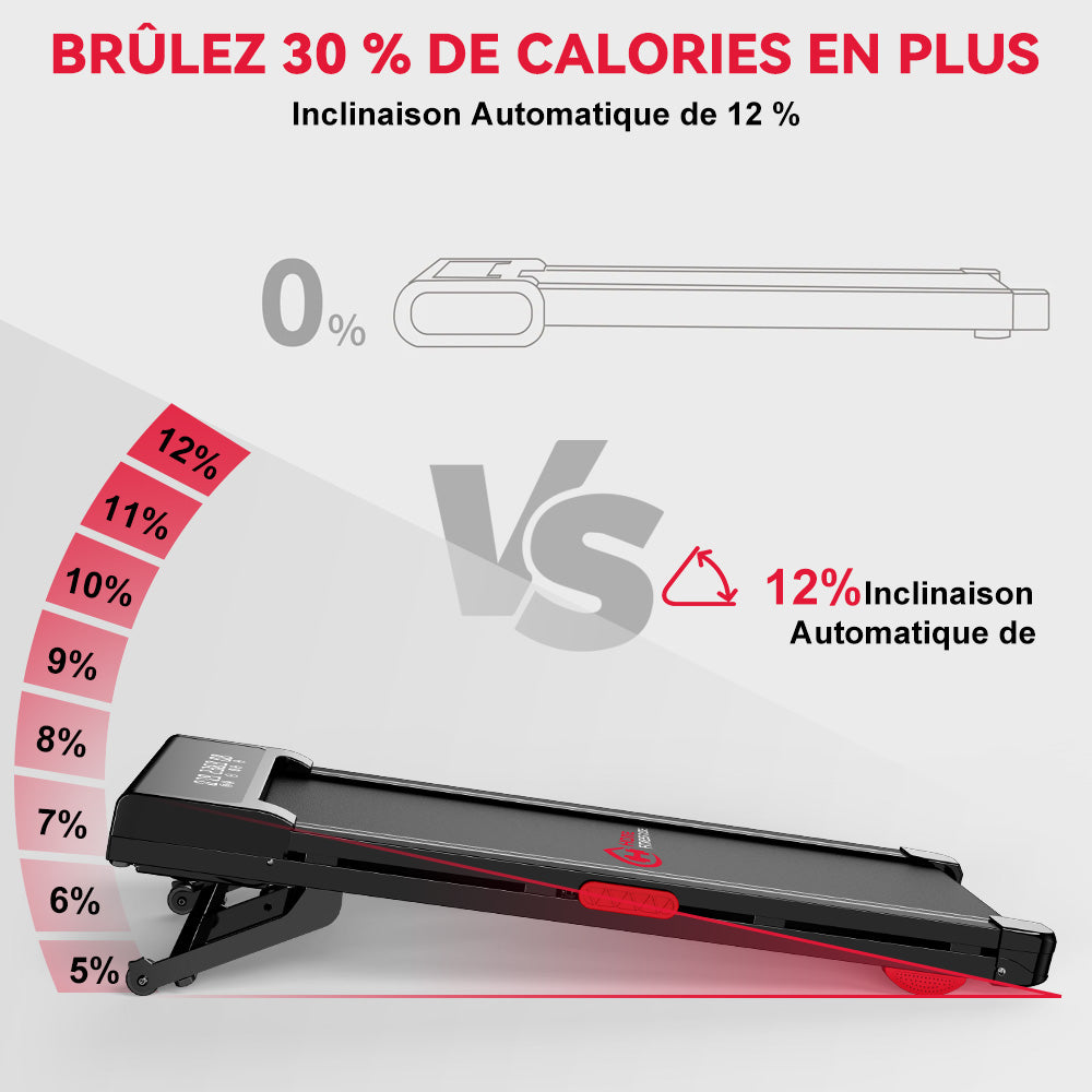 Tapis de Course Y3 avec Moteur sans Balais, Inclinaison Automatique de 12 %