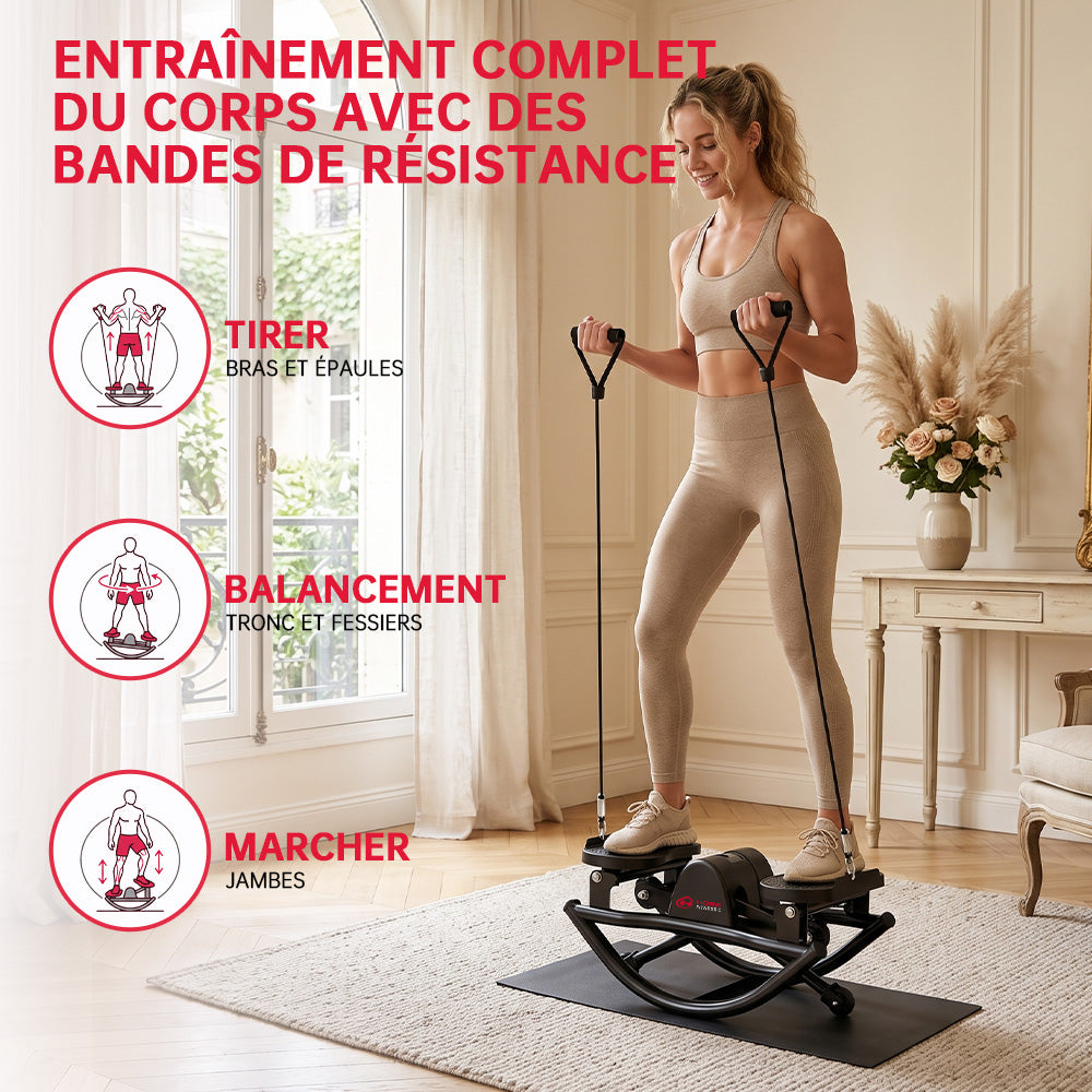 Stepper en Forme de U, avec Bandes de Résistance et Tapis Antidérapant