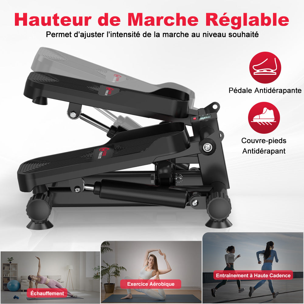 Mini Stepper Avec Bandes Résistance Stairmaster - Mini Stepper Fitness Avec Bandes Résistance - Écran LCD - Tapis De Sol - Pour Maison, Bureau Stepper Hydraulique 150kg Mini Stepper Avec Bandes Résistance Stairmaster - Mini Stepper Fitness Avec Bandes Résistance - Écran LCD - Tapis De Sol - Pour Maison, Bureau Stepper Hydraulique 150kg